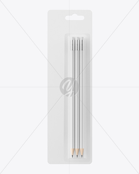 Blister Pack with 3 Pencils Mockup