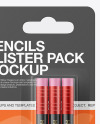 Blister Pack with 3 Pencils Mockup