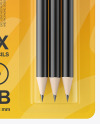 Blister Pack with 3 Pencils Mockup