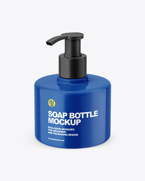 Glossy Liquid Soap Bottle with Pump Mockup - Glossy+Soap+Bottle+Mockup+|+Exclusive+Mockups