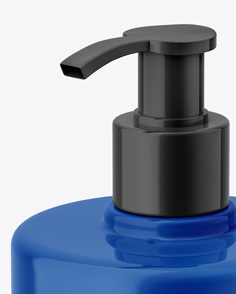 Glossy Liquid Soap Bottle with Pump Mockup