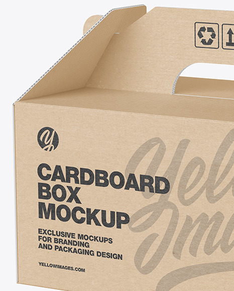 Kraft Cardboard Box w/ Handle Mockup