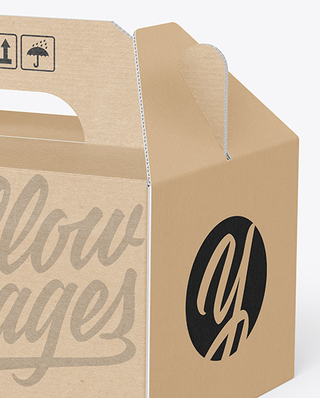 Kraft Cardboard Box w/ Handle Mockup