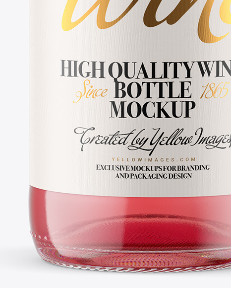 Clear Glass Bottle with Pink Champagne Mockup