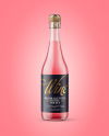 Clear Glass Bottle with Pink Champagne Mockup