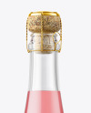 Clear Glass Bottle with Pink Champagne Mockup