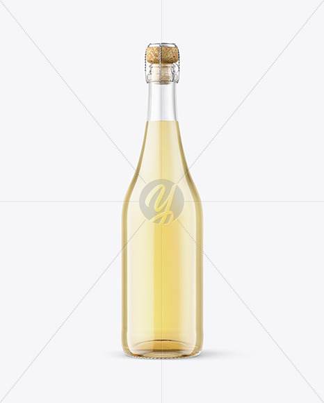 Clear Glass Bottle with White Champagne Mockup