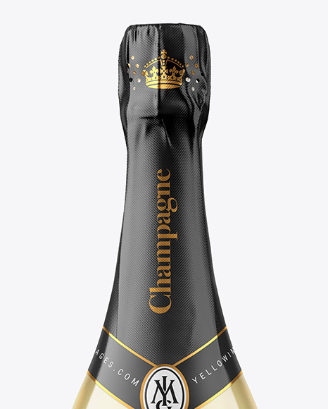 Clear Glass Bottle with White Champagne Mockup