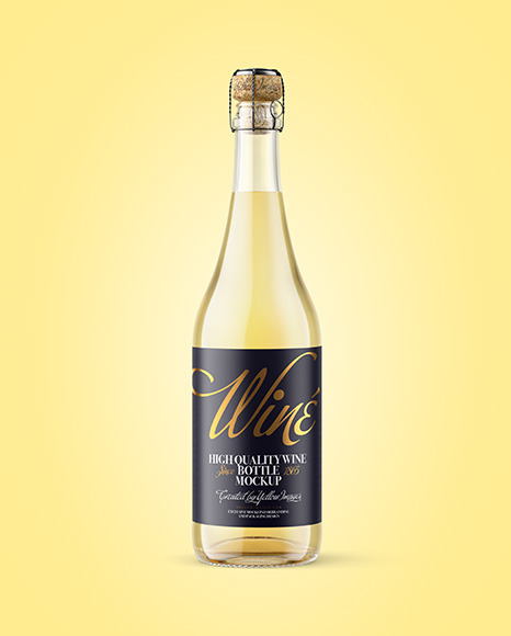 Clear Glass Bottle with White Champagne Mockup