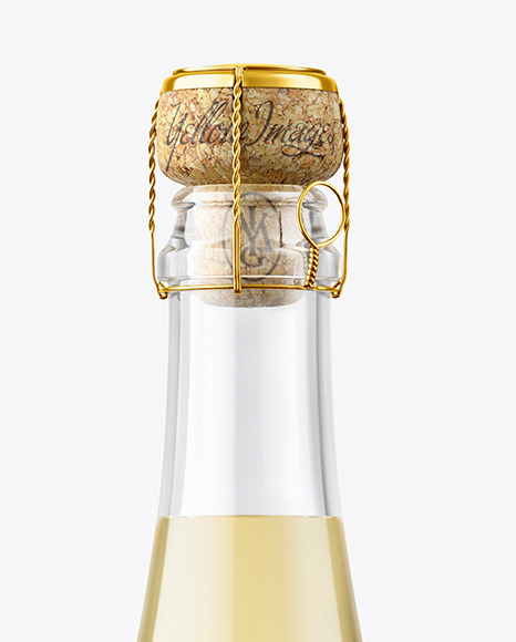 Clear Glass Bottle with White Champagne Mockup