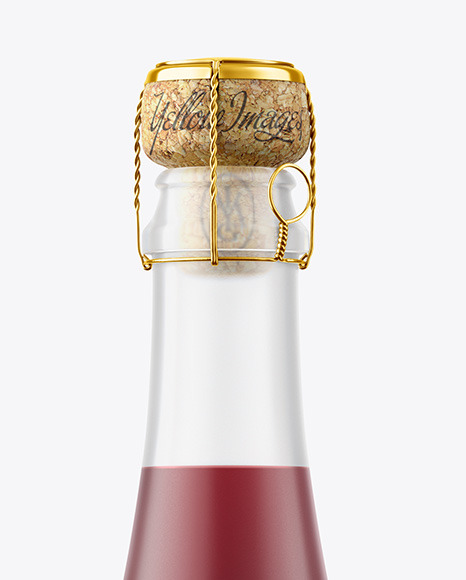 Frosted Glass Bottle with Red Champagne Mockup