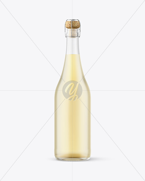 Frosted Glass Bottle with White Champagne Mockup