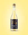 Frosted Glass Bottle with White Champagne Mockup