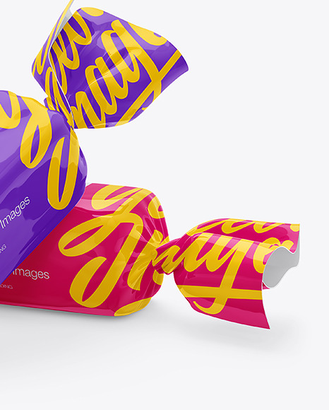 Candies in Glossy Wrapping Mockup