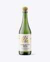 Green Glass Bottle with White Champagne Mockup