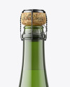 Green Glass Bottle with White Champagne Mockup