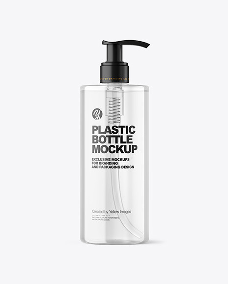 Clear Cosmetic Bottle with Pump Mockup