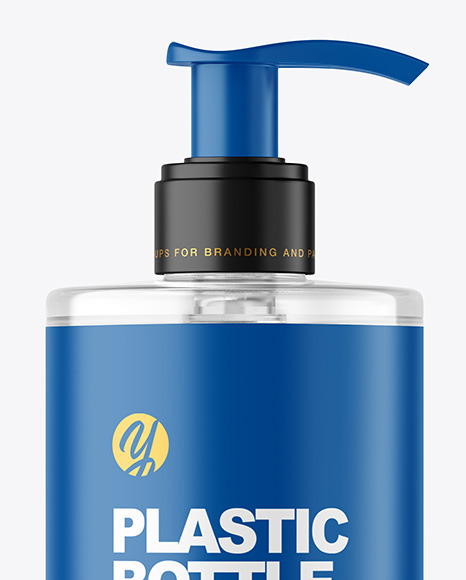 Clear Cosmetic Bottle with Pump Mockup Clear Cosmetic Bottle with Pump Mockup