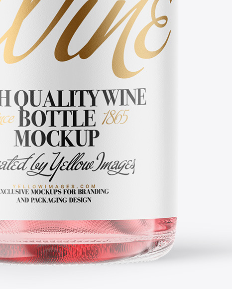 Clear Glass Pink Wine Bottle Mockup