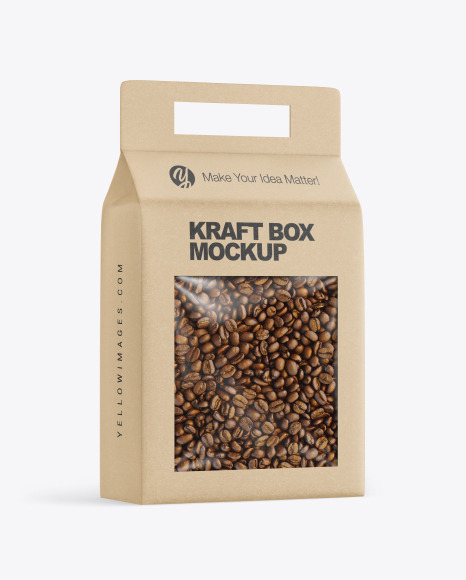 Kraft Box with Coffee Beans Mockup