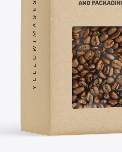 Kraft Box with Coffee Beans Mockup