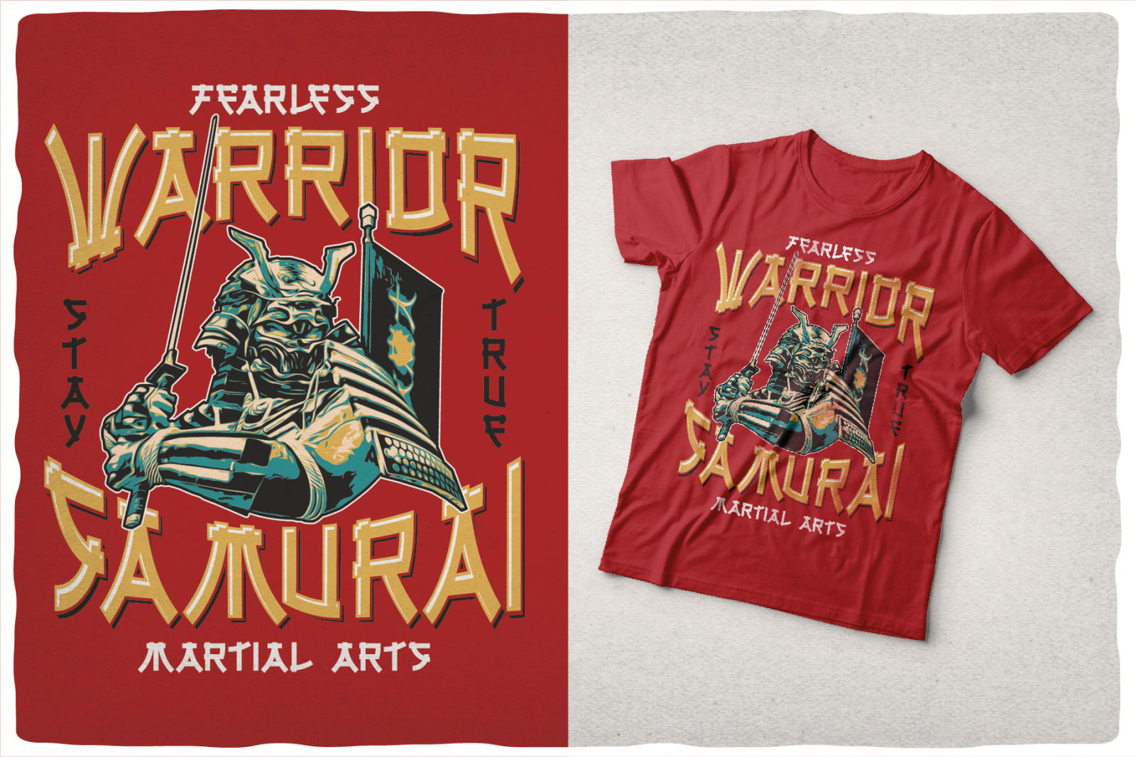 Tokugawa. Font and 10 editable t-shirt designs.