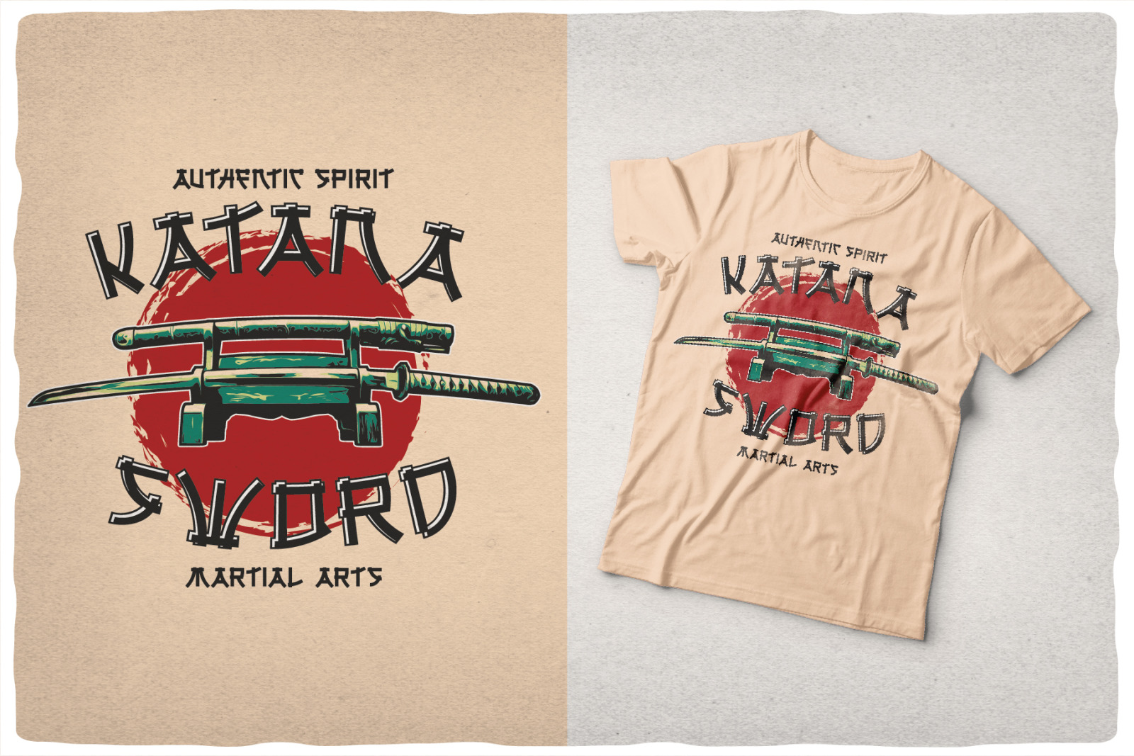 Tokugawa. Font and 10 editable t-shirt designs.