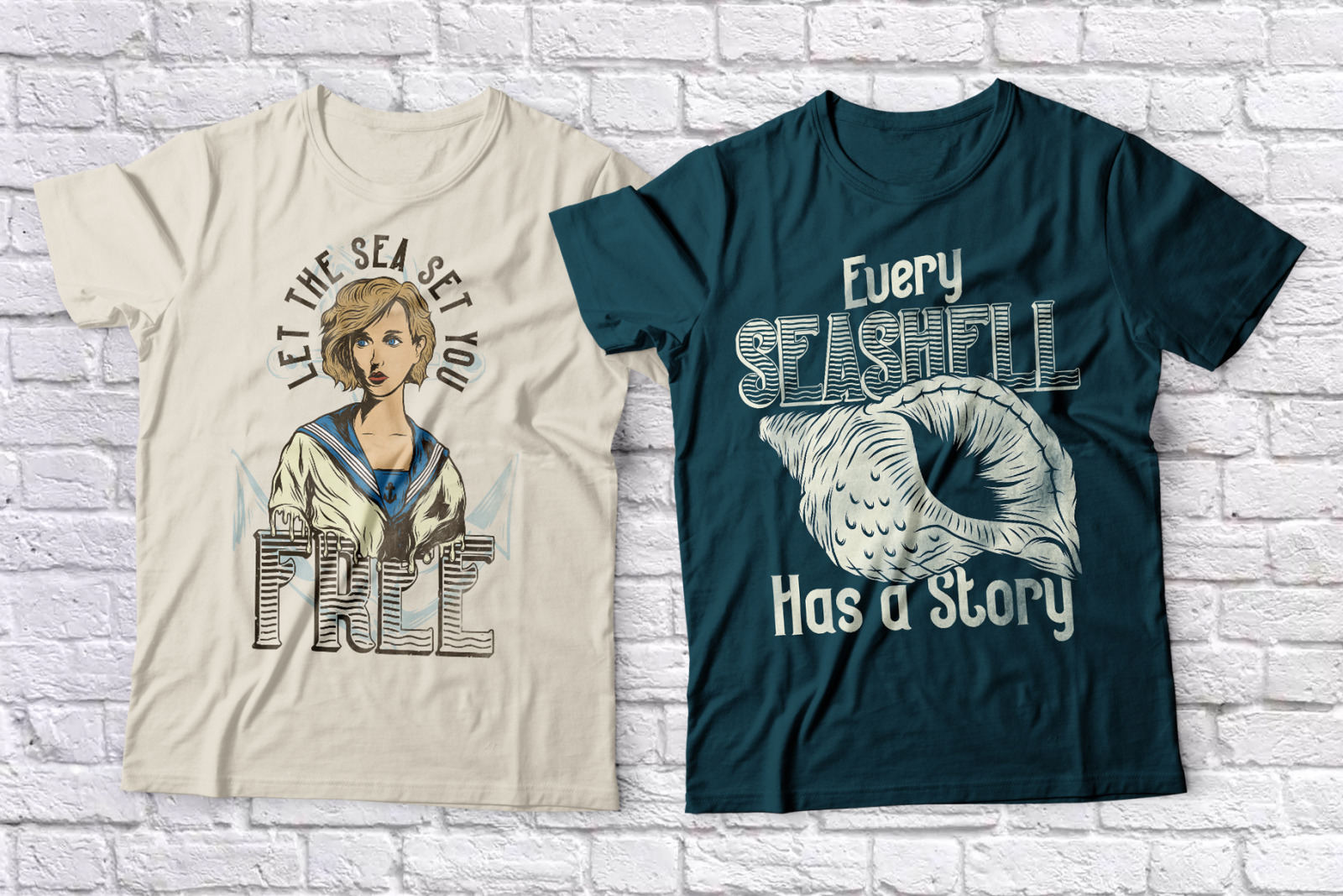 Seaman. Font and 10 editable t-shirt designs.