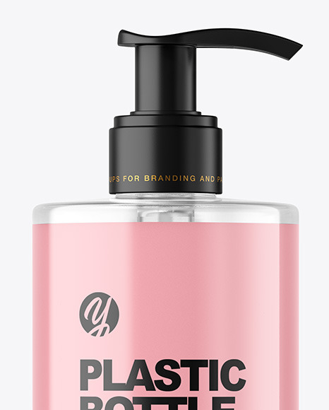 Clear Liquid Soap Cosmetic Bottle with Pump Mockup