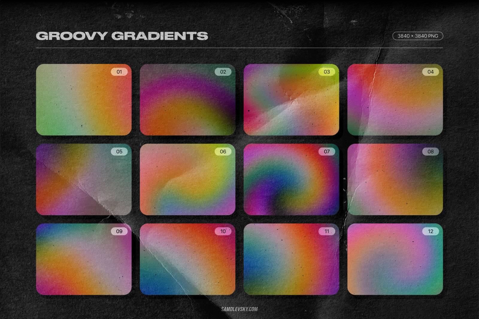 Grainy backgrounds - 100 retro gradients pack