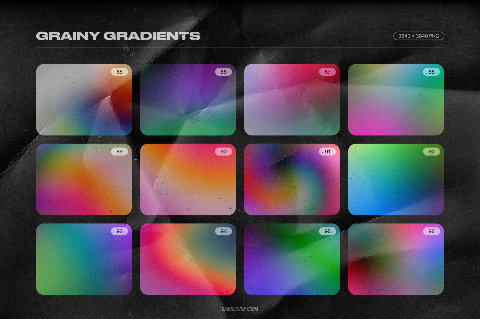 Grainy backgrounds - 100 retro gradients pack