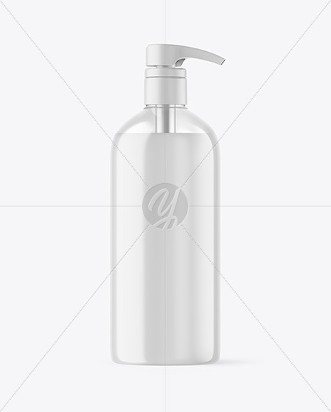 Clear Liquid Soap Bottle with Pump Mockup