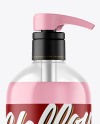 Clear Liquid Soap Bottle with Pump Mockup