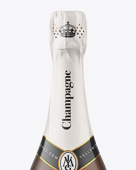 Frosted Amber Glass Bottle with White Champagne Mockup
