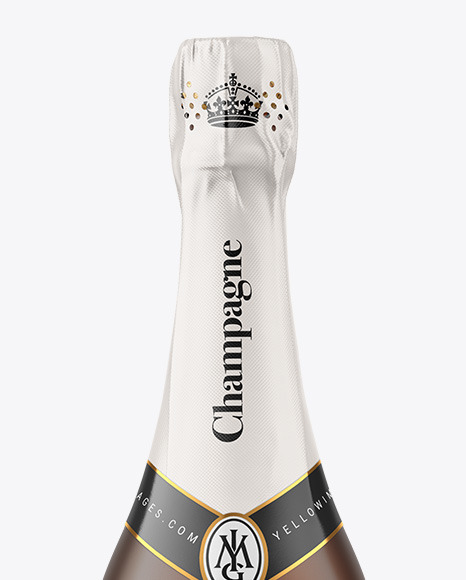 Frosted Amber Glass Bottle with White Champagne Mockup