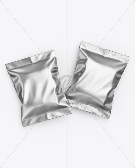 Two Matte Metallic Snack Package Mockup