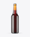 Amber Glass Bottle With Red Ale Mockup