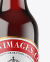 Amber Glass Bottle With Red Ale Mockup