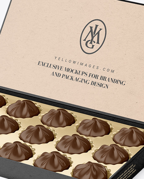 Kraft Paper Box of Chocolate Sweets Mockup