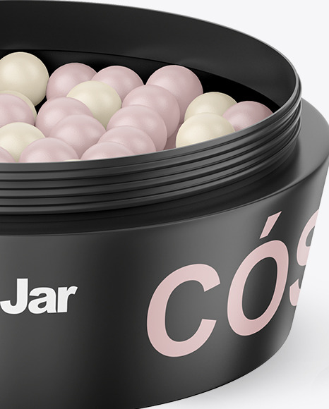 Cosmetic Jar with Powder Balls Mockup