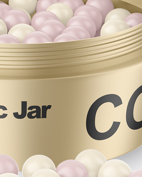 Metallic Jar with Powder Balls Mockup