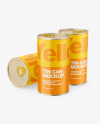 Three Glossy Tin Cans Mockup