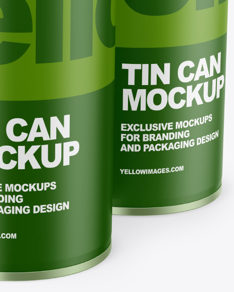 Three Matte Tin Cans Mockup