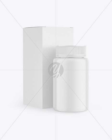 Matte Pills Bottle with Box Mockup