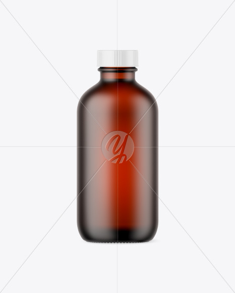 Frosted Amber Glass Bottle Mockup