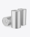 Three Metallic Tin Cans Mockup