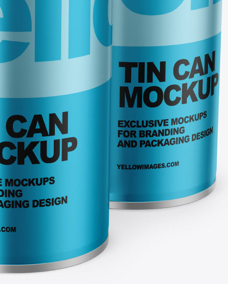 Three Metallic Tin Cans Mockup