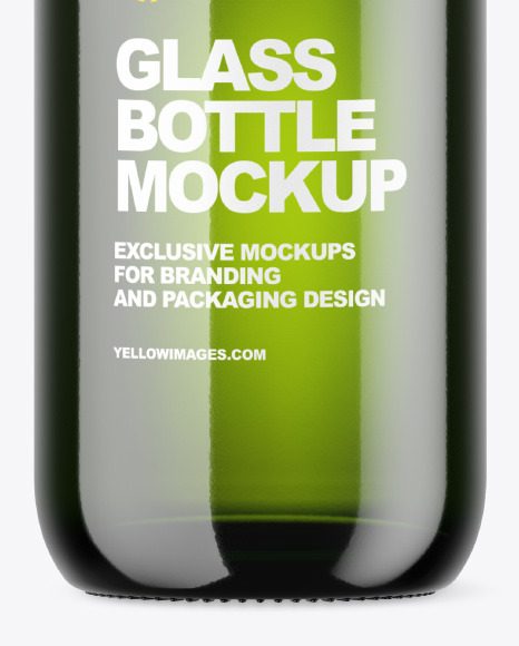 Green Glass Bottle Mockup