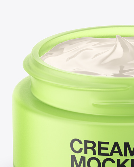 Opened Colored Glass Cream Jar Mockup