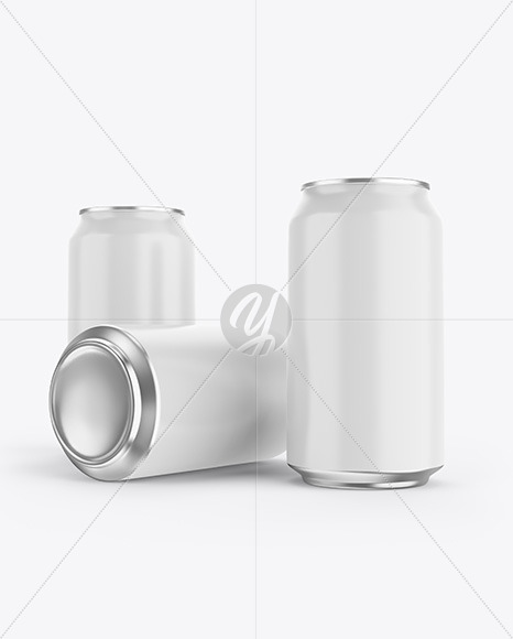 Three Aluminium Drink Cans With Matte Finish Mockup